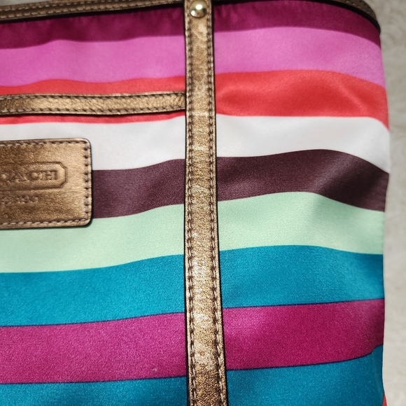 Coach Legacy Stripe Sateen Tote Bag - Picture 9 of 15